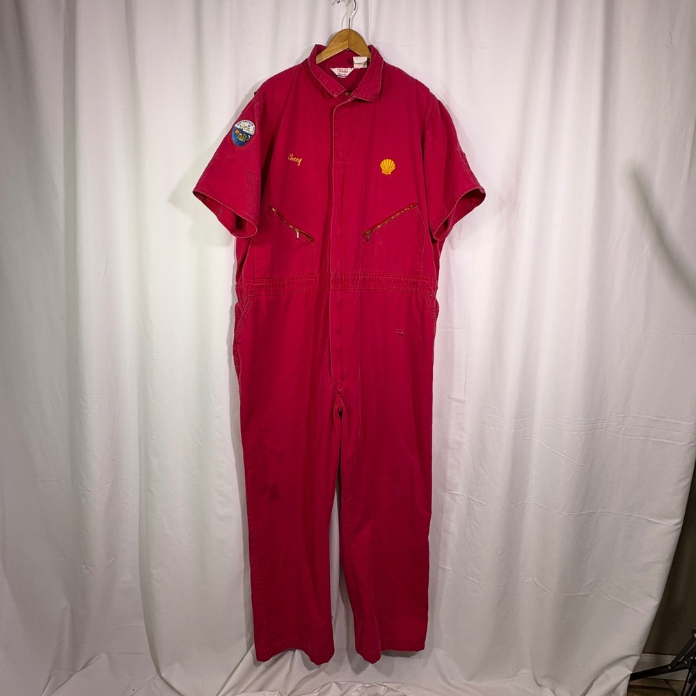 VTG Walls Master Made Coveralls Mens 56 Tall 4XLT Shell Oil Bay Marchand Rig Red